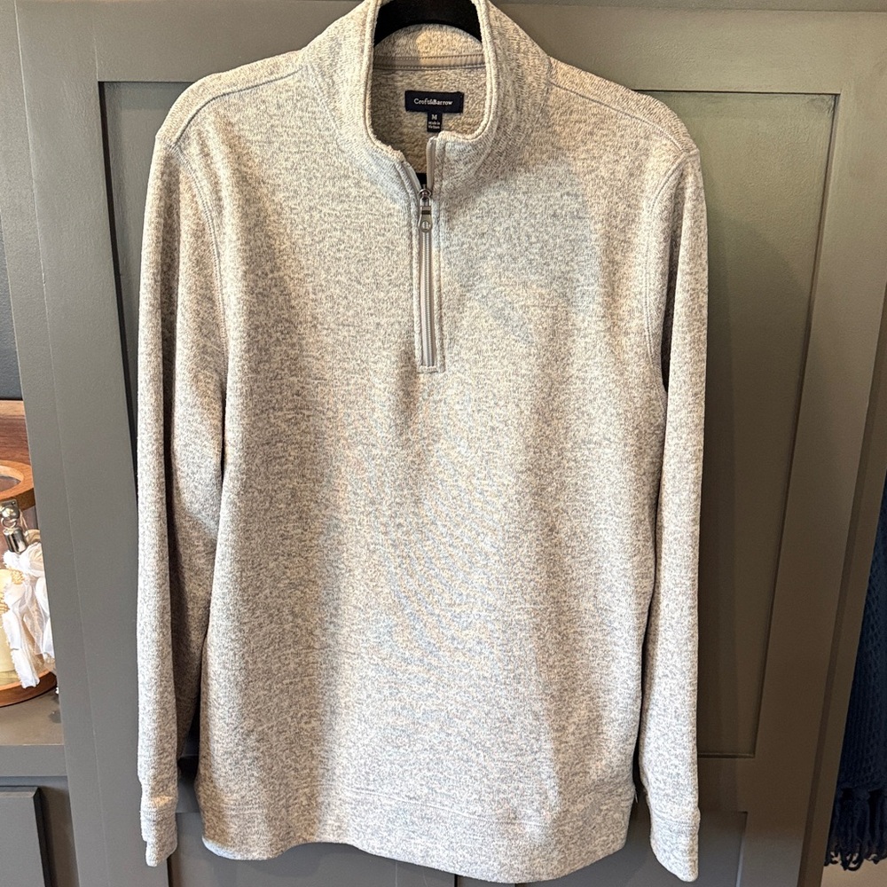 Croft & Barrow Men's Light Gray Zip-Up Sweater, quarter zip